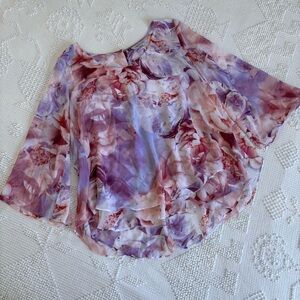 Jennifer Lopez women’s size small floral flowy layered key hole back blouse